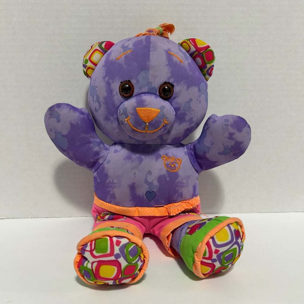 Vintage 2005 Doodle Bear Purple Tie-Dye Plush Toy